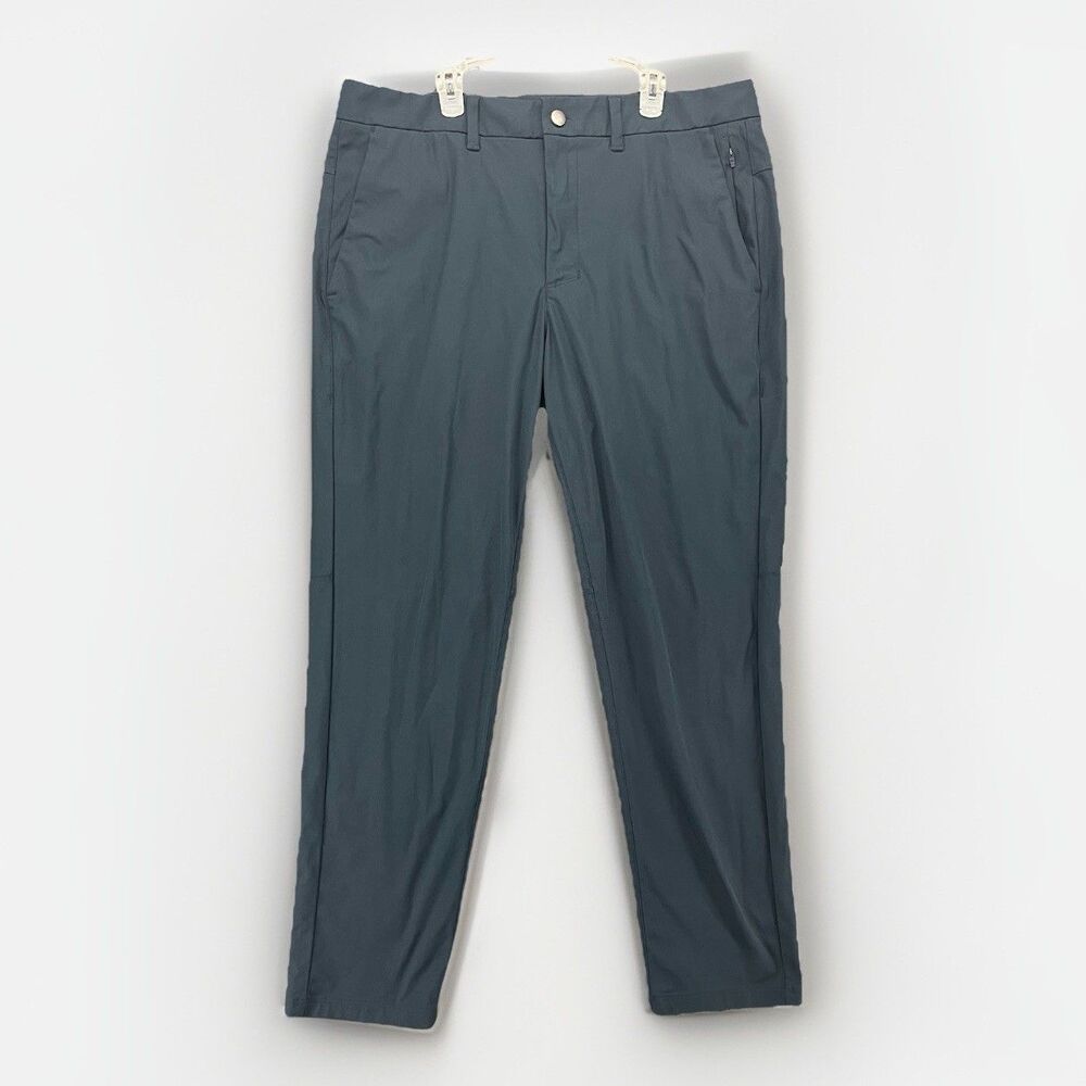 CRZ YOGA‎ Mens Chino Pants 34 Black Performance Flat Front Straight Leg Pockets